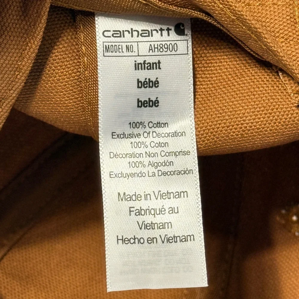 Carhartt Infant Brown Cotton Canvas Baseball Cap Hat AH8900 Elastic‎ Back